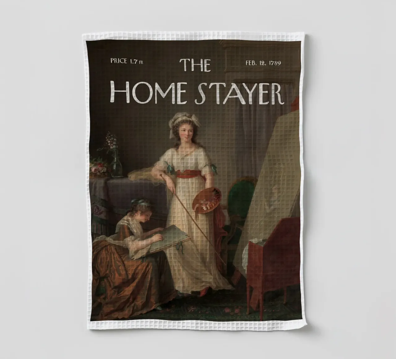 L'Home Stayer - L'interno dell'atelier di una donna che dipinge canovaccio da cucina da Vintagrafica