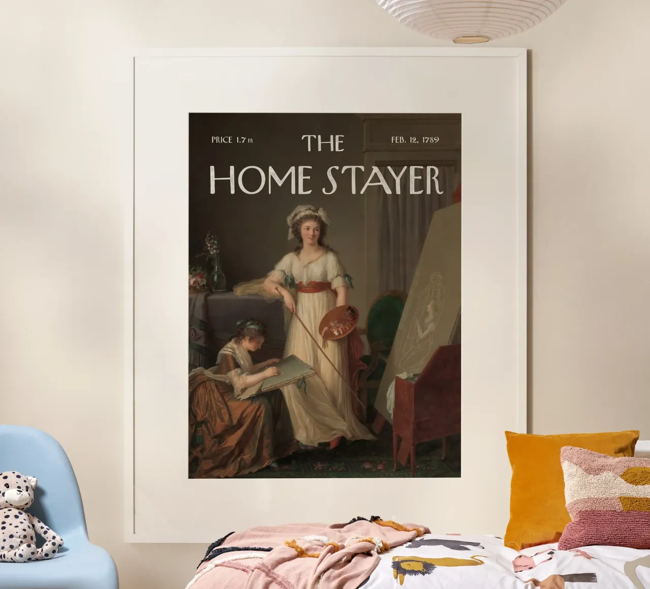 L'Home Stayer - L'interno dell'atelier di una donna che dipinge poster con telaio in legno da Vintagrafica