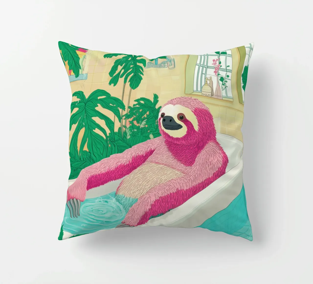 Bradipo nella vasca: Divertente Pop Art da bagno cuscino da Kaji