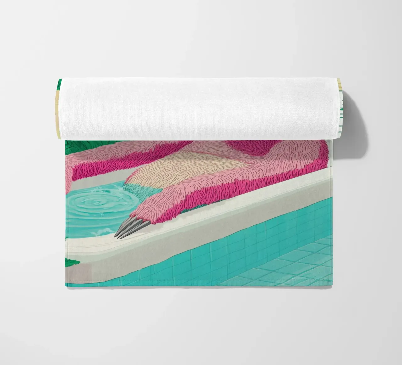 Faultier in der Badewanne: Lustige Badezimmer-Pop-Art Strandtuch von Kaji