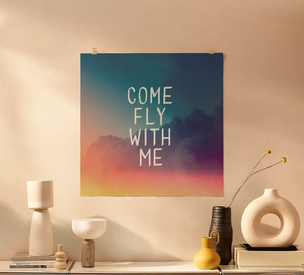 Come Fly with Me poster con telaio in alluminio da Galaxy Eyes