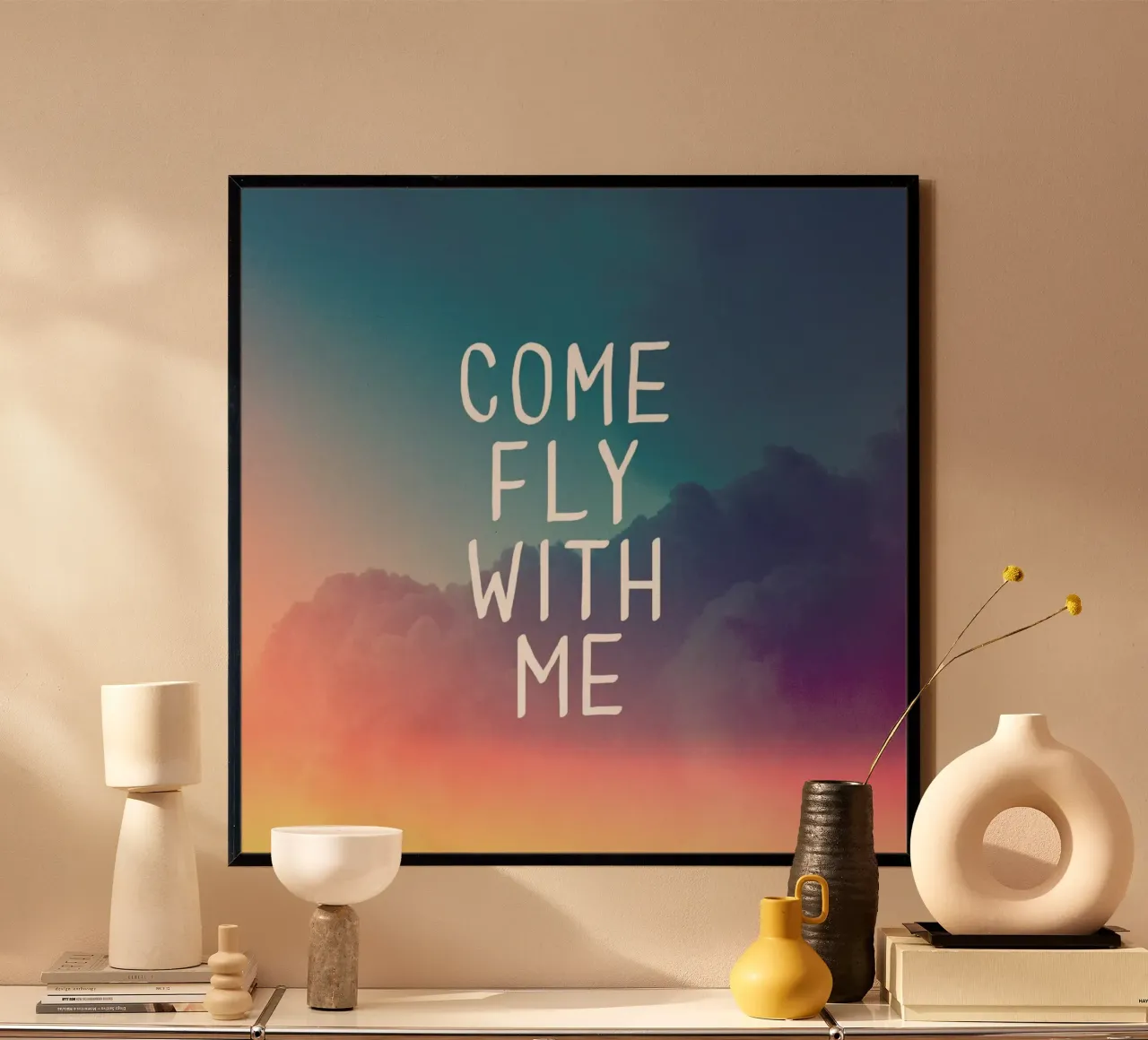 Come Fly with Me poster con telaio in alluminio da Galaxy Eyes