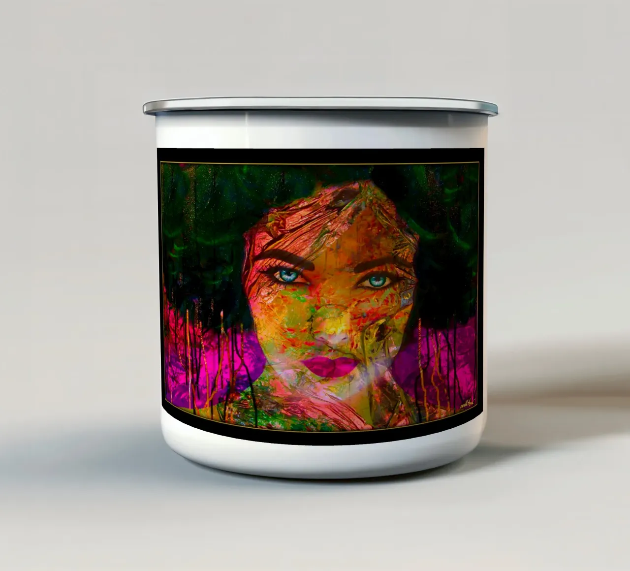 Pop Art Pink tazza in smalto da Happy 😃 Art 🎨 by Christine Schnoell