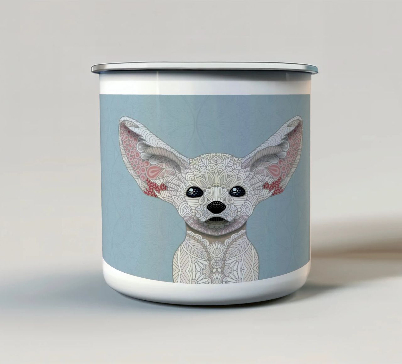 Fennec Fox tazza in smalto da Angelika Parker
