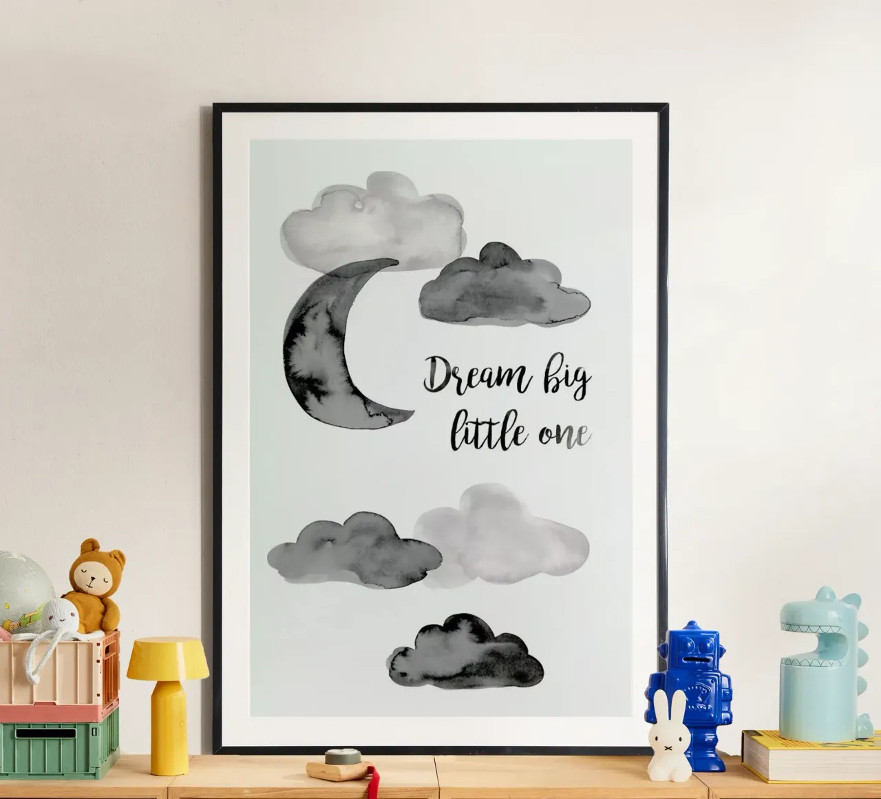 Dream Big Little One poster con telaio in alluminio da BlauMaschine