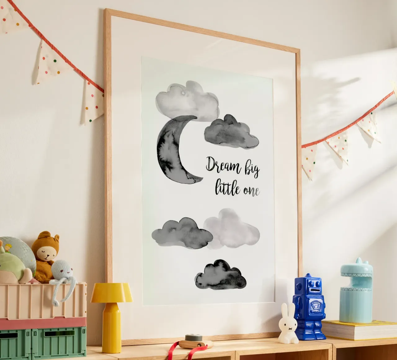 Dream Big Little One poster con telaio in alluminio da BlauMaschine