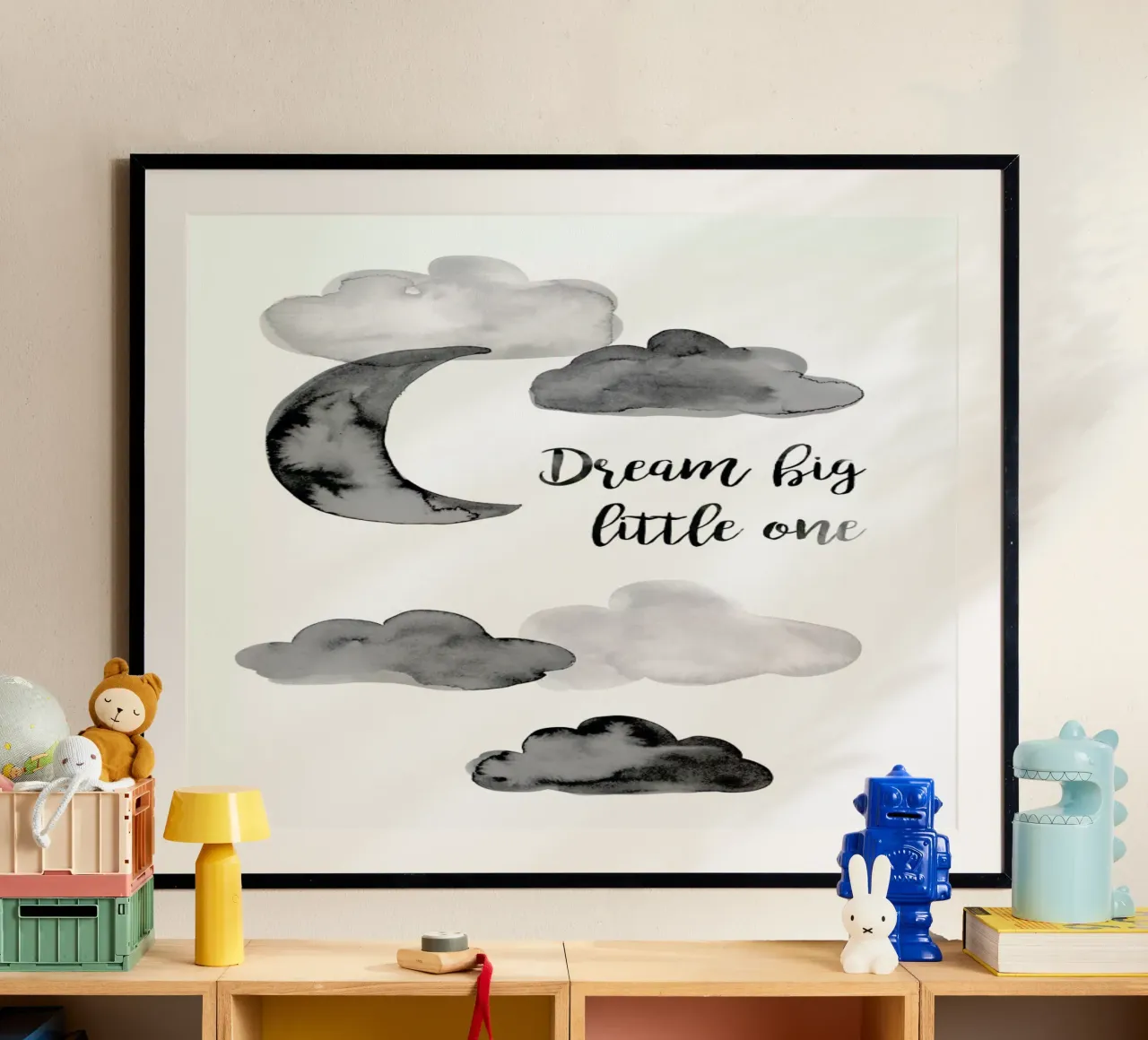 Dream Big Little One poster con telaio in alluminio da BlauMaschine