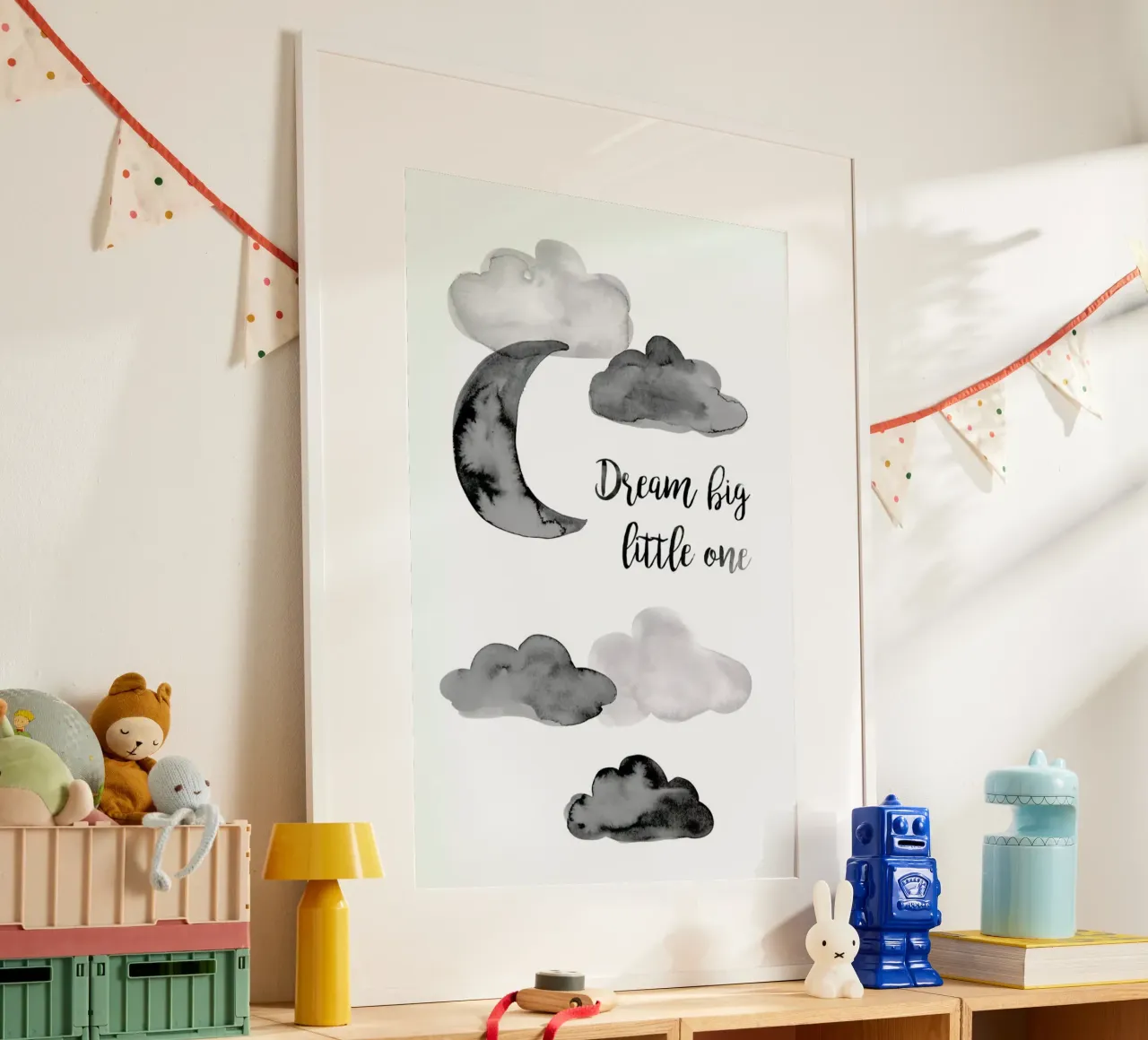 Dream Big Little One poster con telaio in alluminio da BlauMaschine