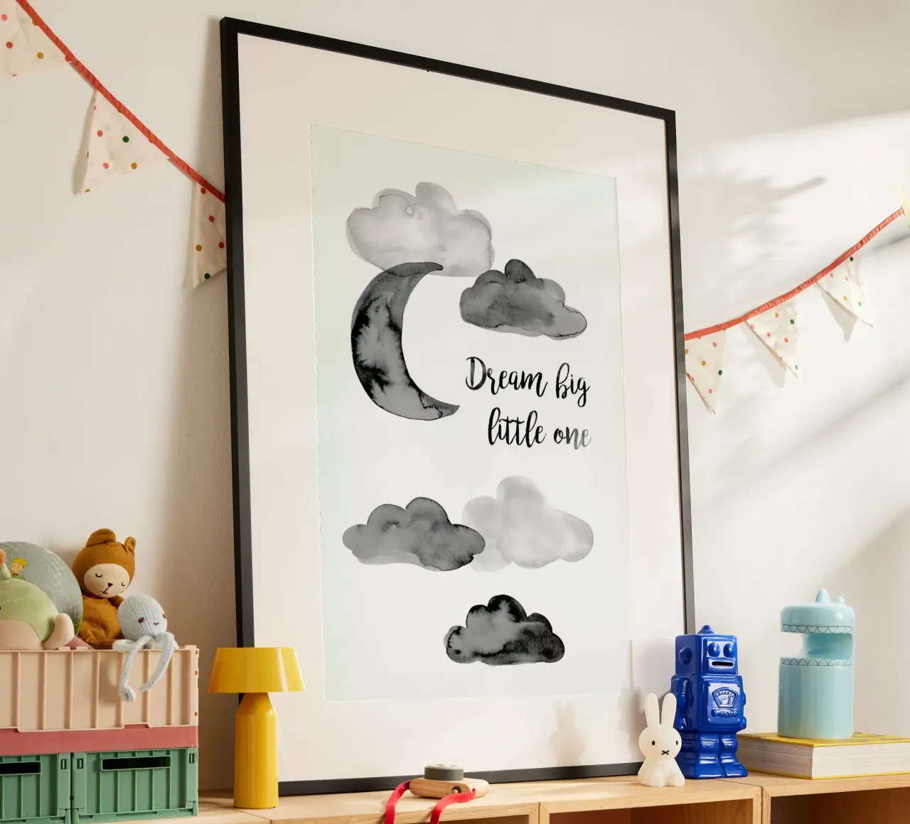 Dream Big Little One poster con telaio in alluminio da BlauMaschine