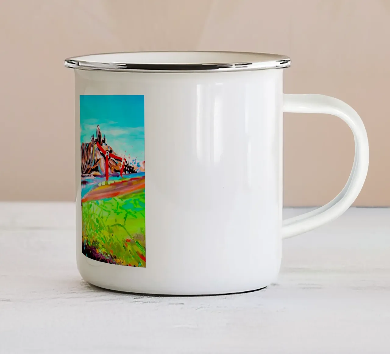 Cavallo assetato! tazza in smalto da Happy 😃 Art 🎨 by Christine Schnoell