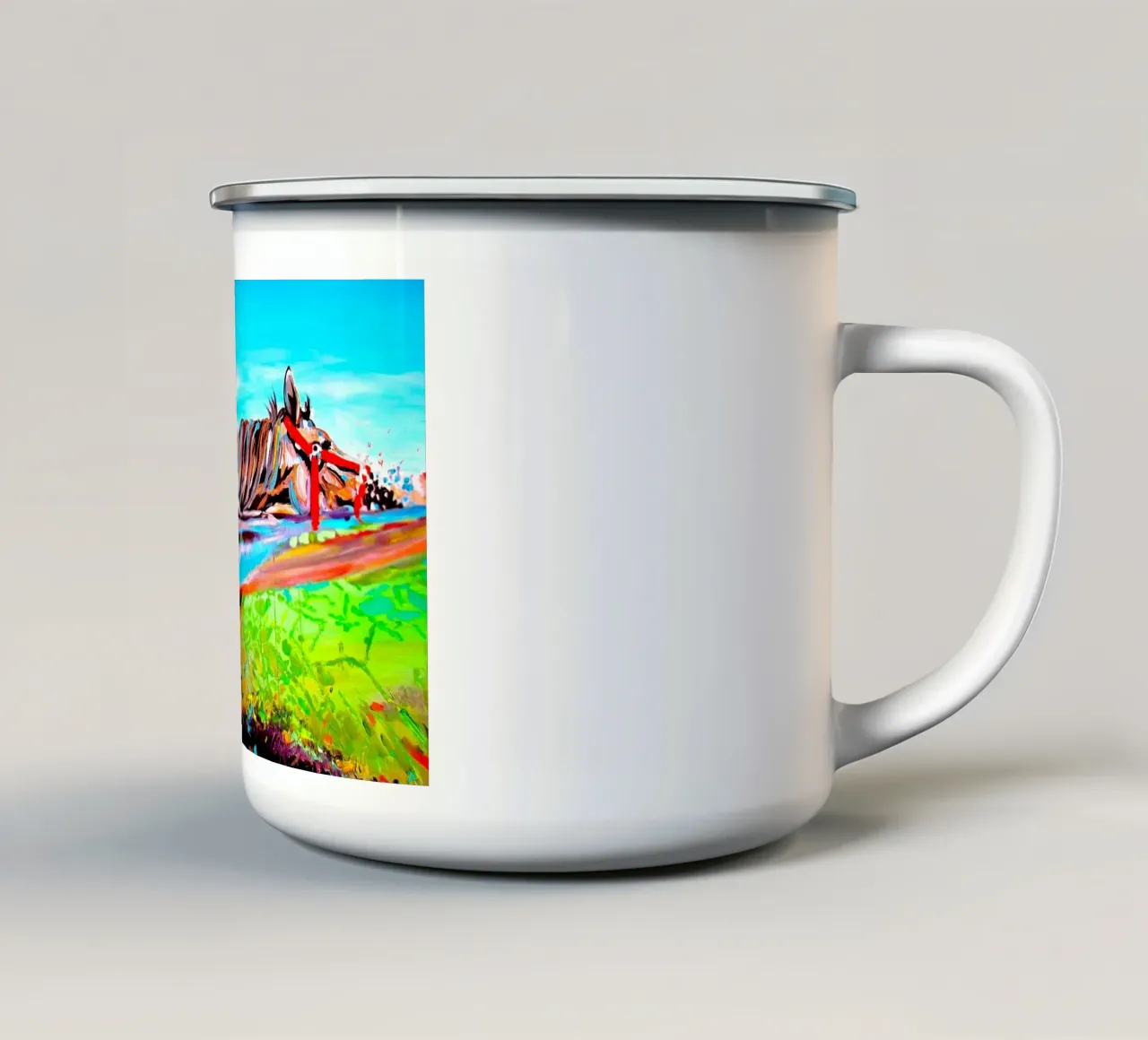 Cavallo assetato! tazza in smalto da Happy 😃 Art 🎨 by Christine Schnoell