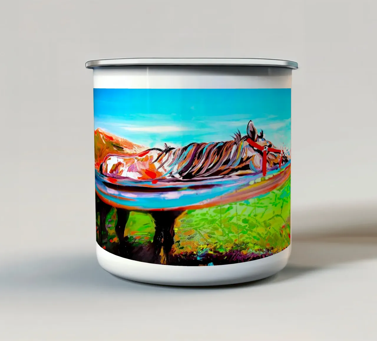 Cavallo assetato! tazza in smalto da Happy 😃 Art 🎨 by Christine Schnoell