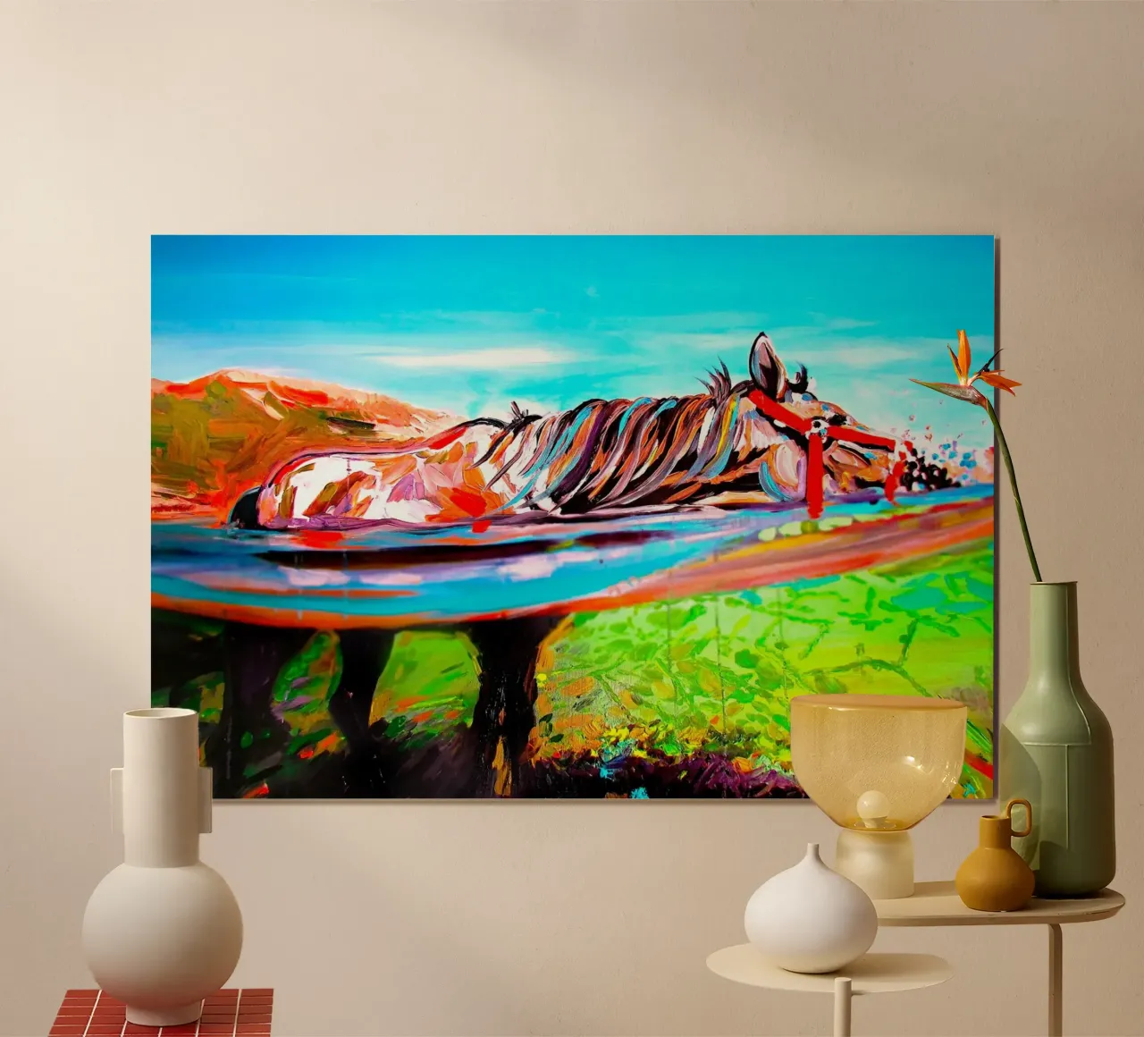 Cavallo assetato! poster con telaio in plastica da Happy 😃 Art 🎨 by Christine Schnoell