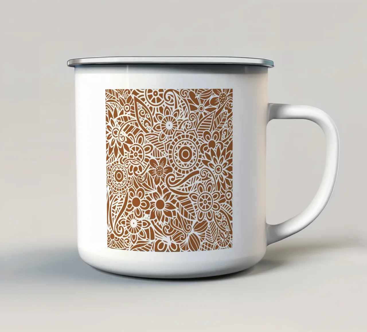 Mandala floreale marrone tazza in smalto da Spiritual Touch