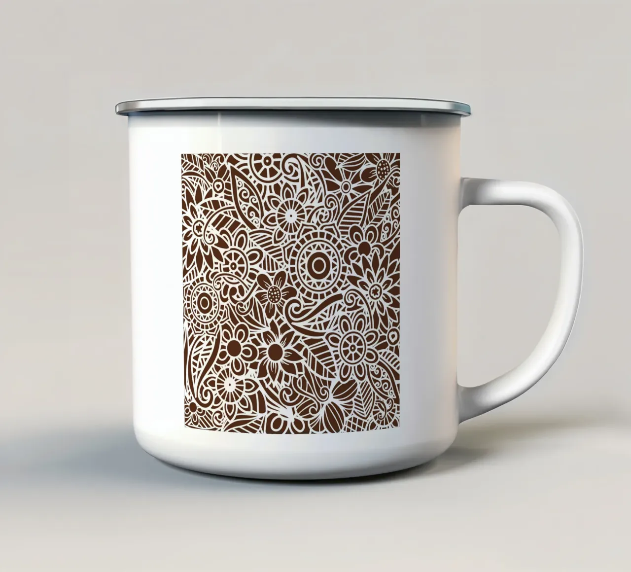 Mandala floreale marrone scuro tazza in smalto da Spiritual Touch