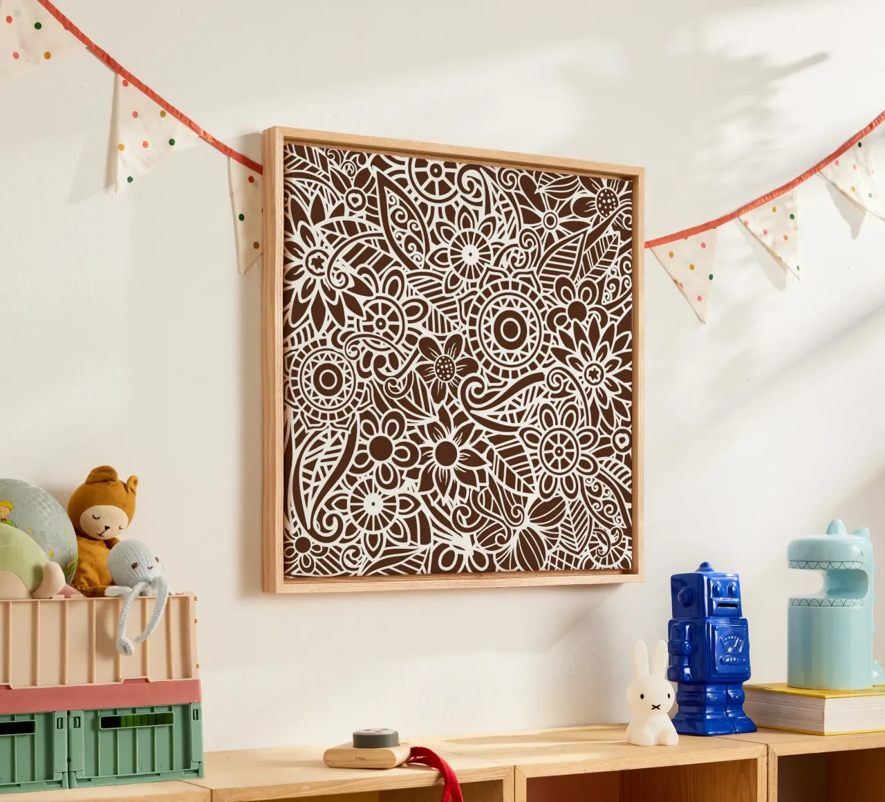 Motif floral Mandala marron foncé toile de Spiritual Touch