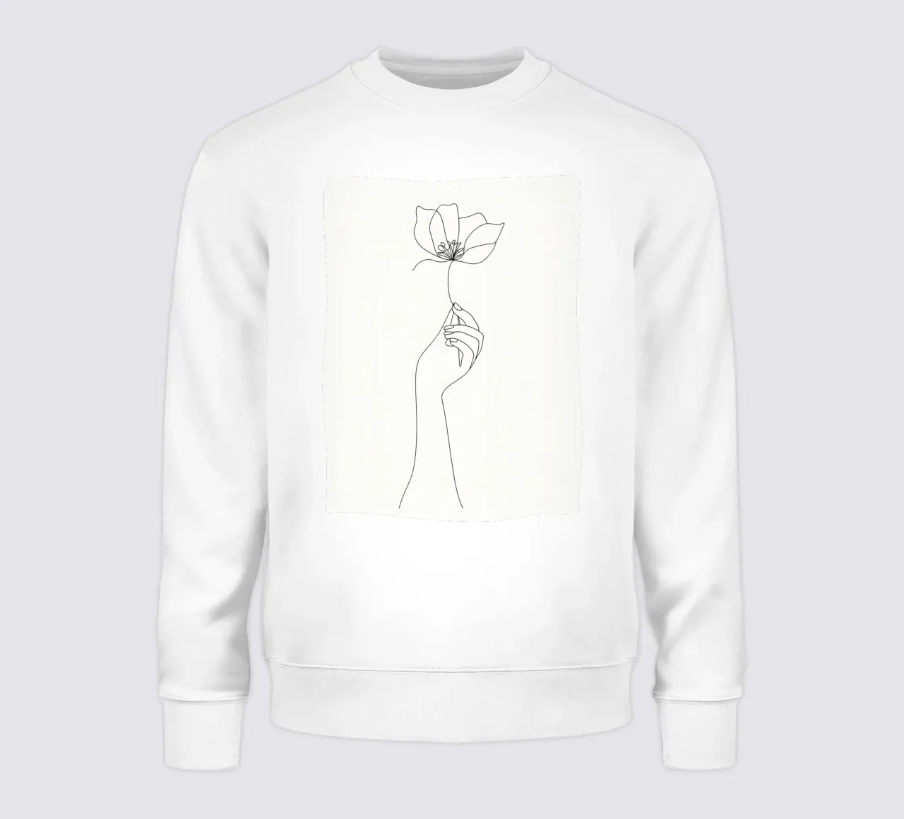 Fiore in mano Line Art minimalista felpa da Viv Line Art