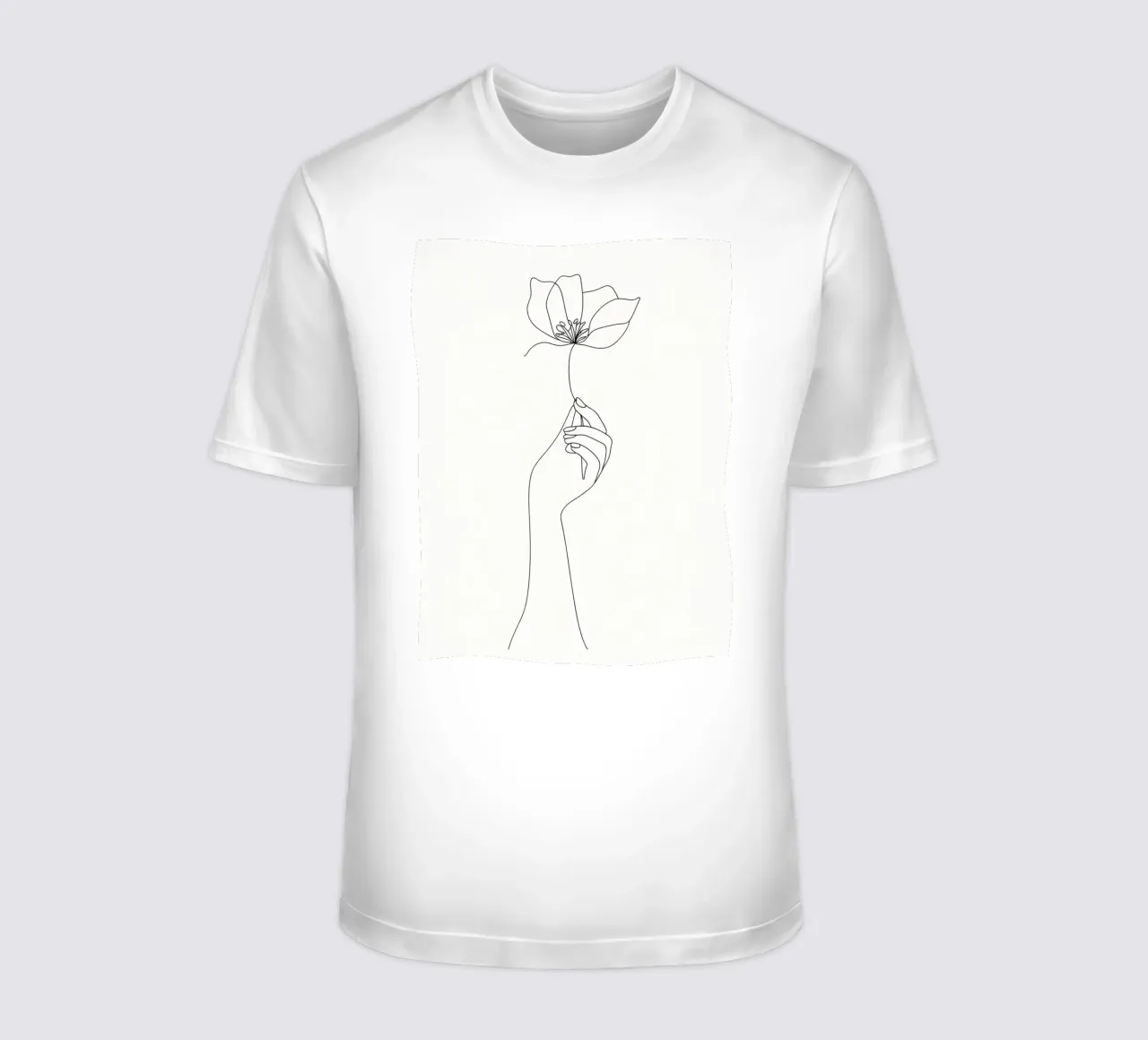 Fiore in mano Line Art minimalista t-shirt da Viv Line Art