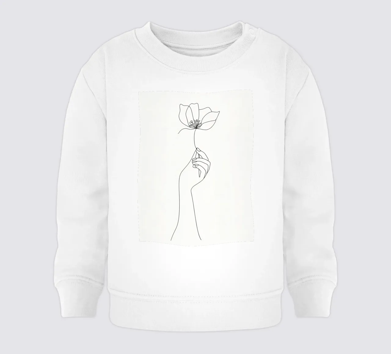Fiore in mano Line Art minimalista felpa neonato da Viv Line Art