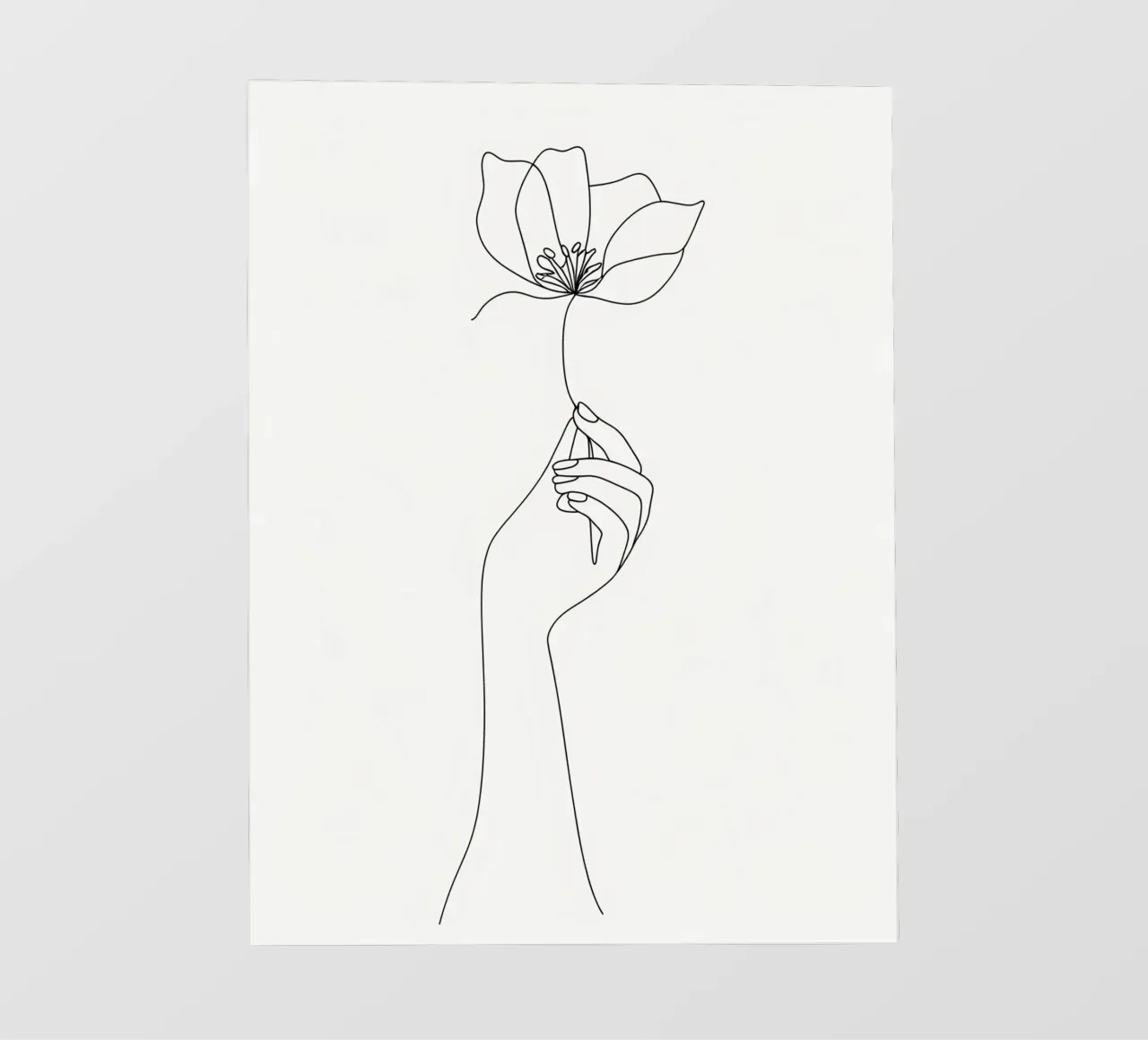 Fiore in mano Line Art minimalista telo in pvc da Viv Line Art