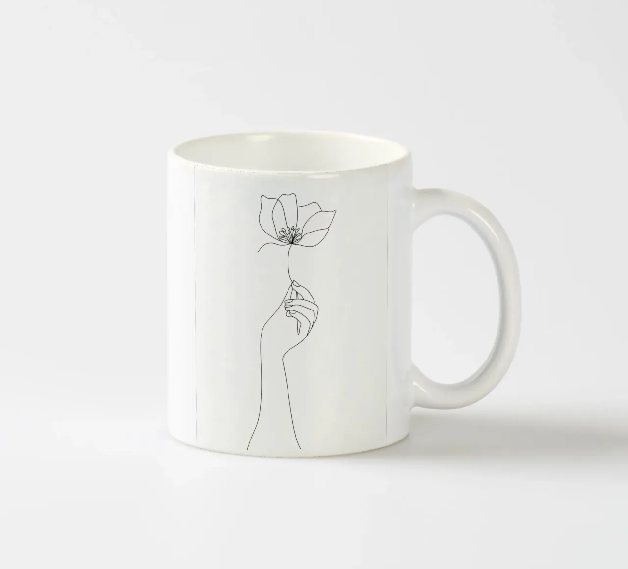 Fiore in mano Line Art minimalista tazza in ceramica da Viv Line Art