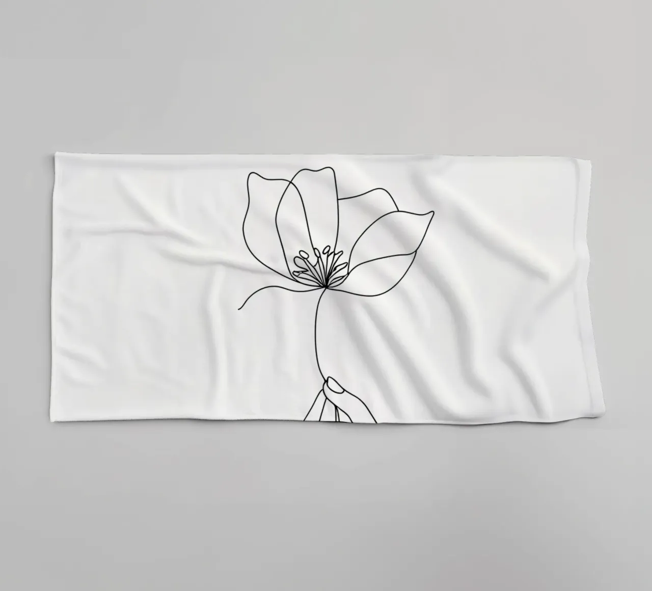 Fiore in mano Line Art minimalista asciugamano da bagno da Viv Line Art