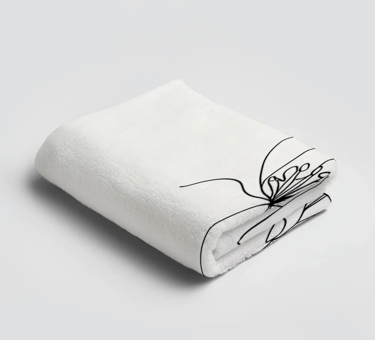 Fiore in mano Line Art minimalista asciugamano da bagno da Viv Line Art
