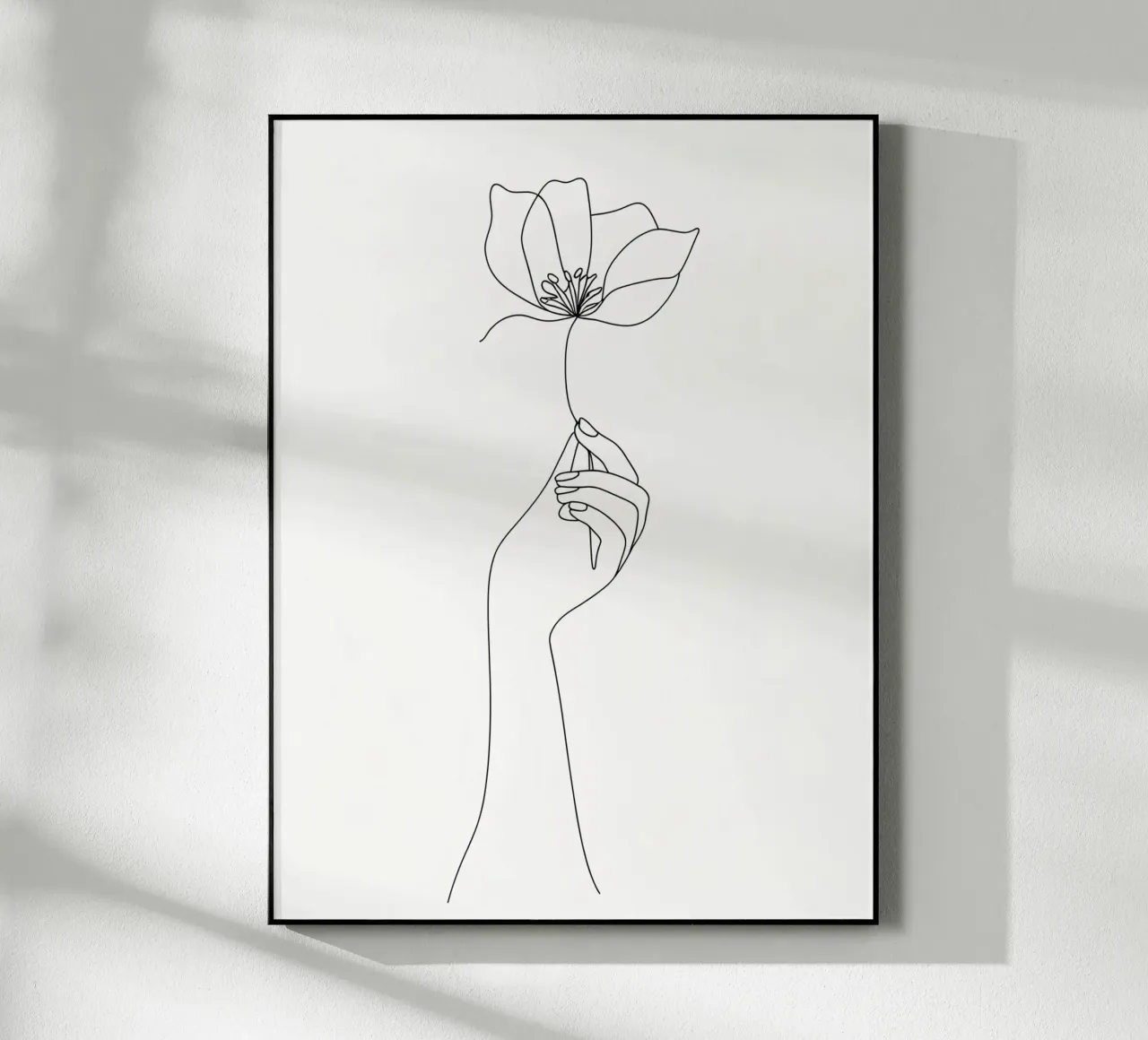 Fiore in mano Line Art minimalista plexiglass da Viv Line Art