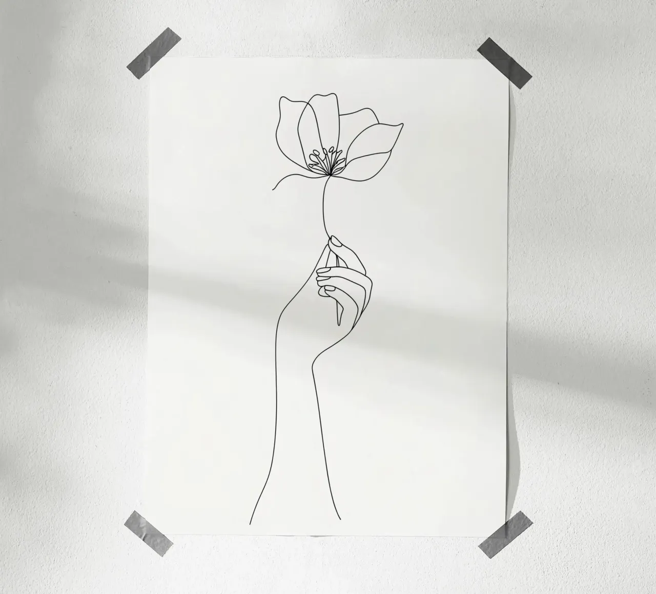 Fiore in mano Line Art minimalista poster da Viv Line Art