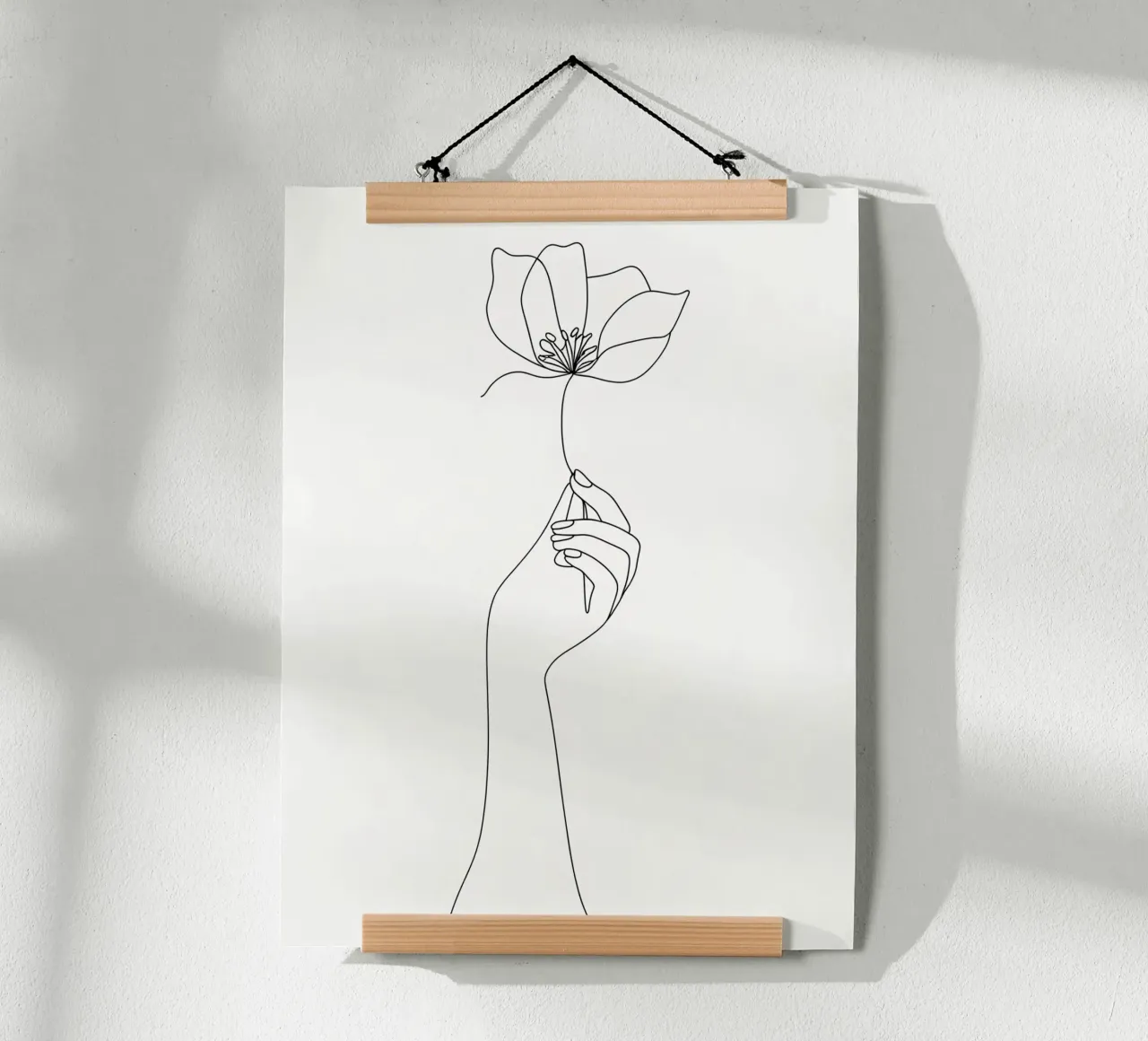 Fiore in mano Line Art minimalista poster da Viv Line Art