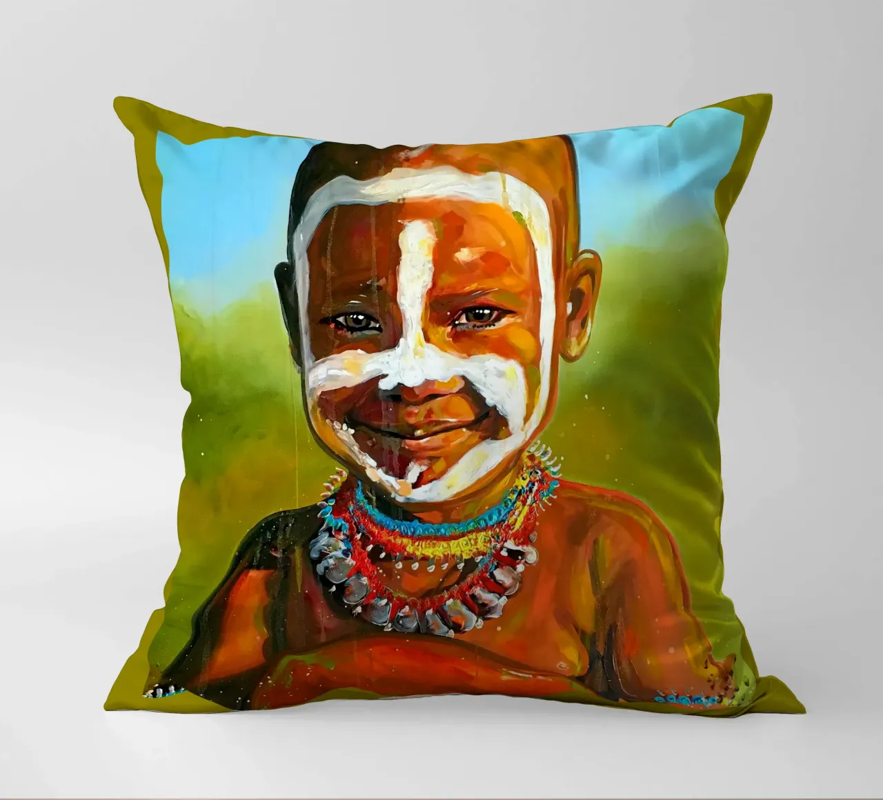 Smile from Afrika cuscino da Happy 😃 Art 🎨 by Christine Schnoell