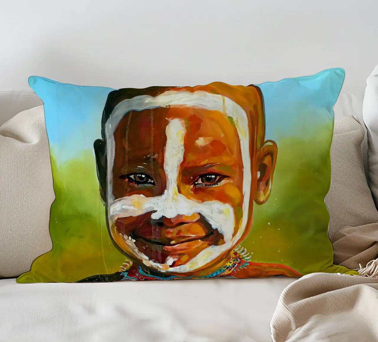 Smile from Afrika cuscino da Happy 😃 Art 🎨 by Christine Schnoell