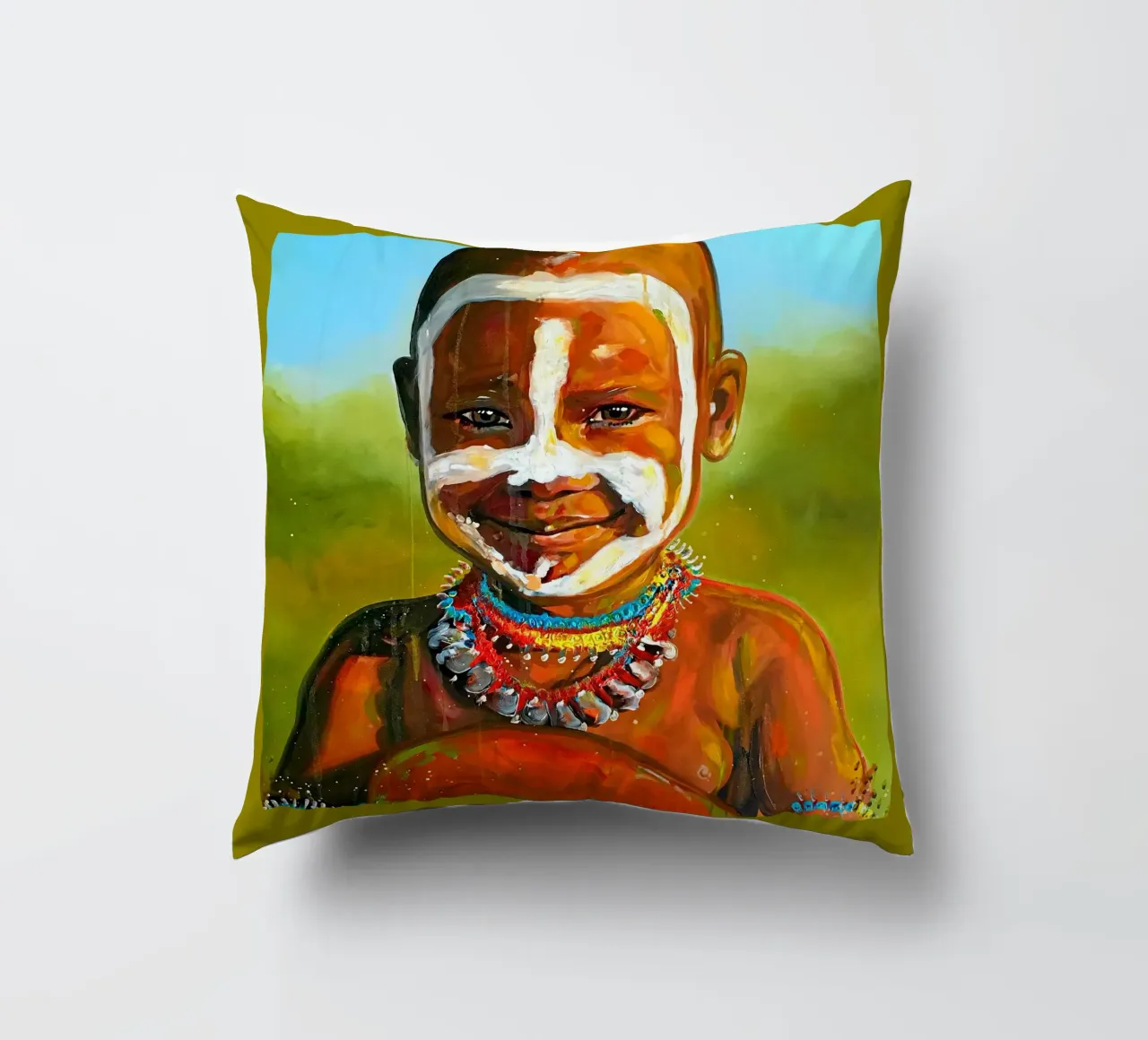 Smile from Afrika cuscino da Happy 😃 Art 🎨 by Christine Schnoell