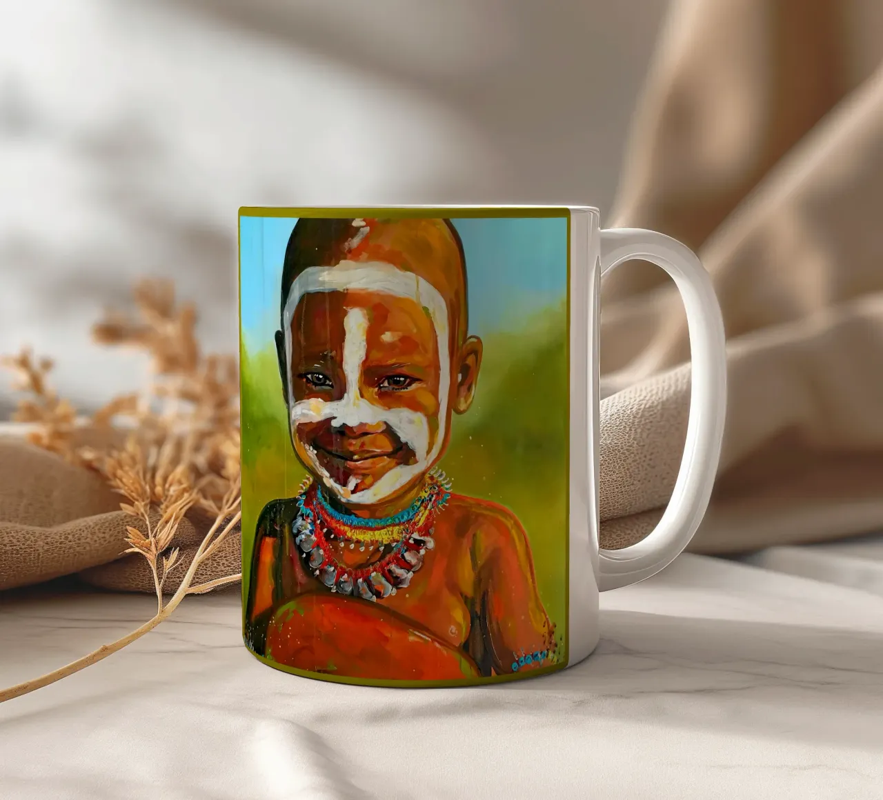Smile from Afrika tazza in ceramica da Happy 😃 Art 🎨 by Christine Schnoell