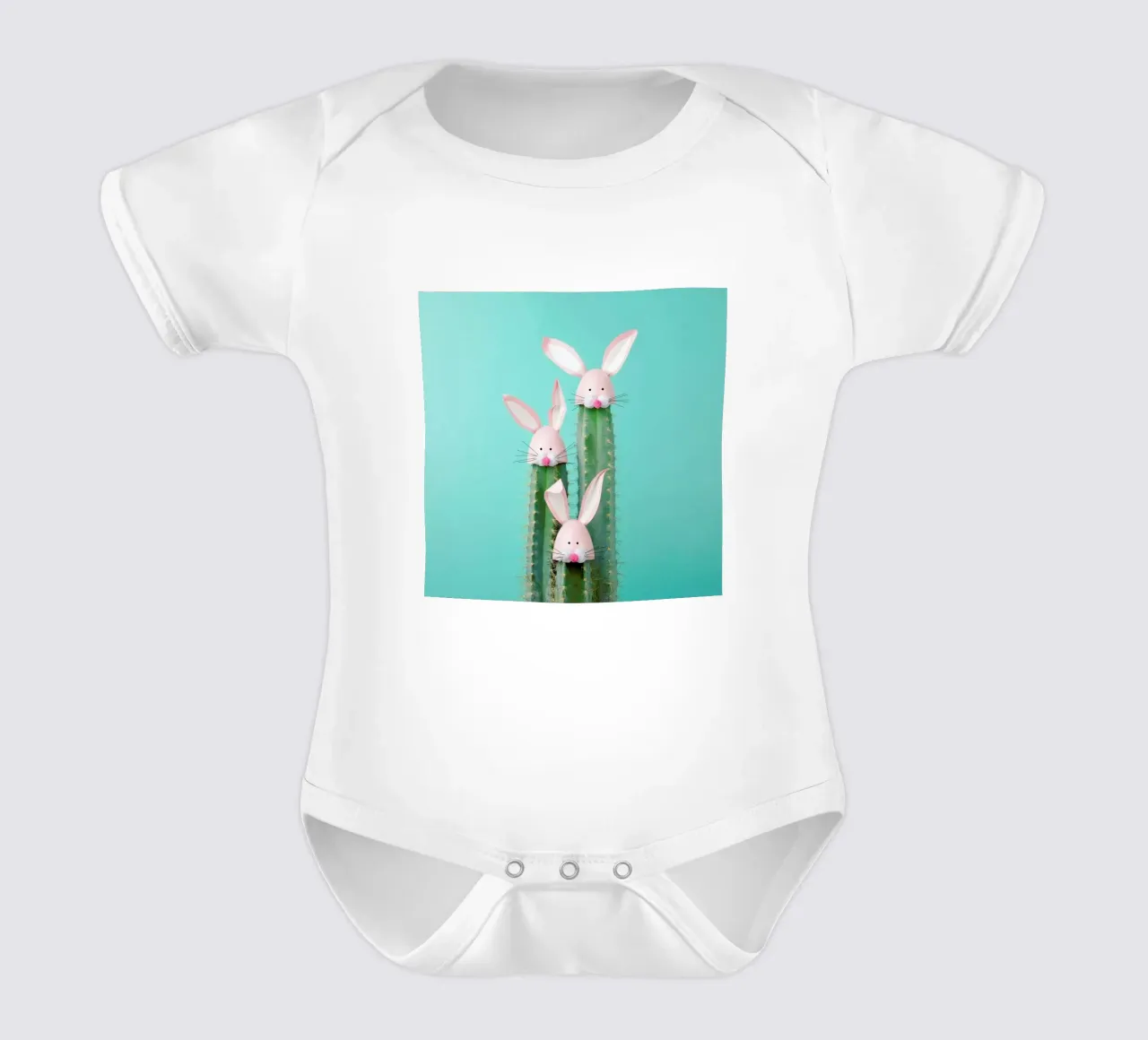 Bunny Cactus short-sleeve baby romper by Juj Winn