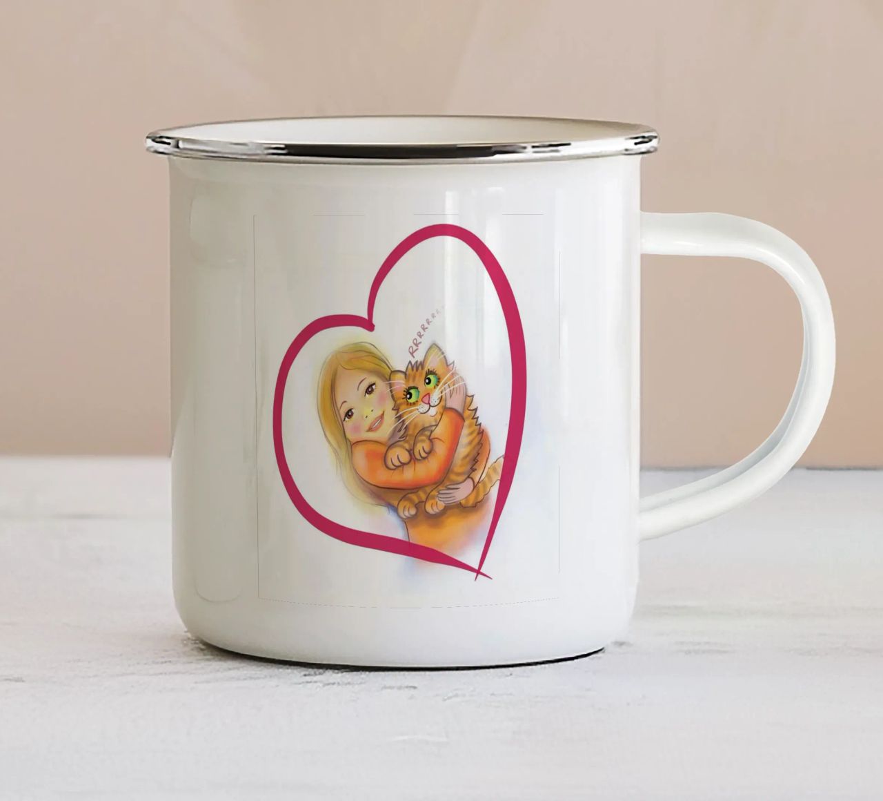 Un grande abbraccio tazza in smalto da Happy 😃 Art 🎨 by Christine Schnoell