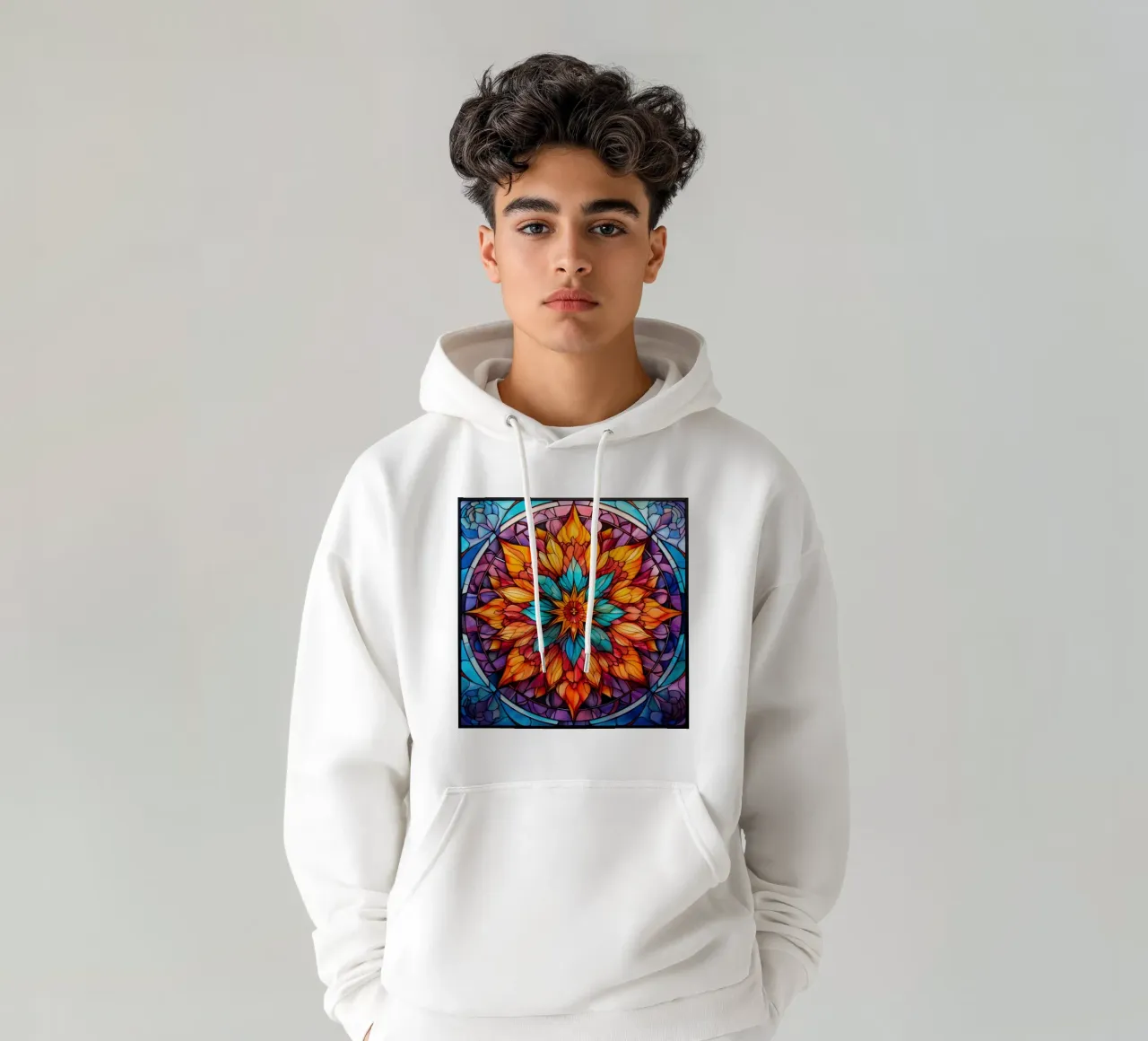 Mandala in vetro colorato felpa con cappuccio da Spiritual Touch