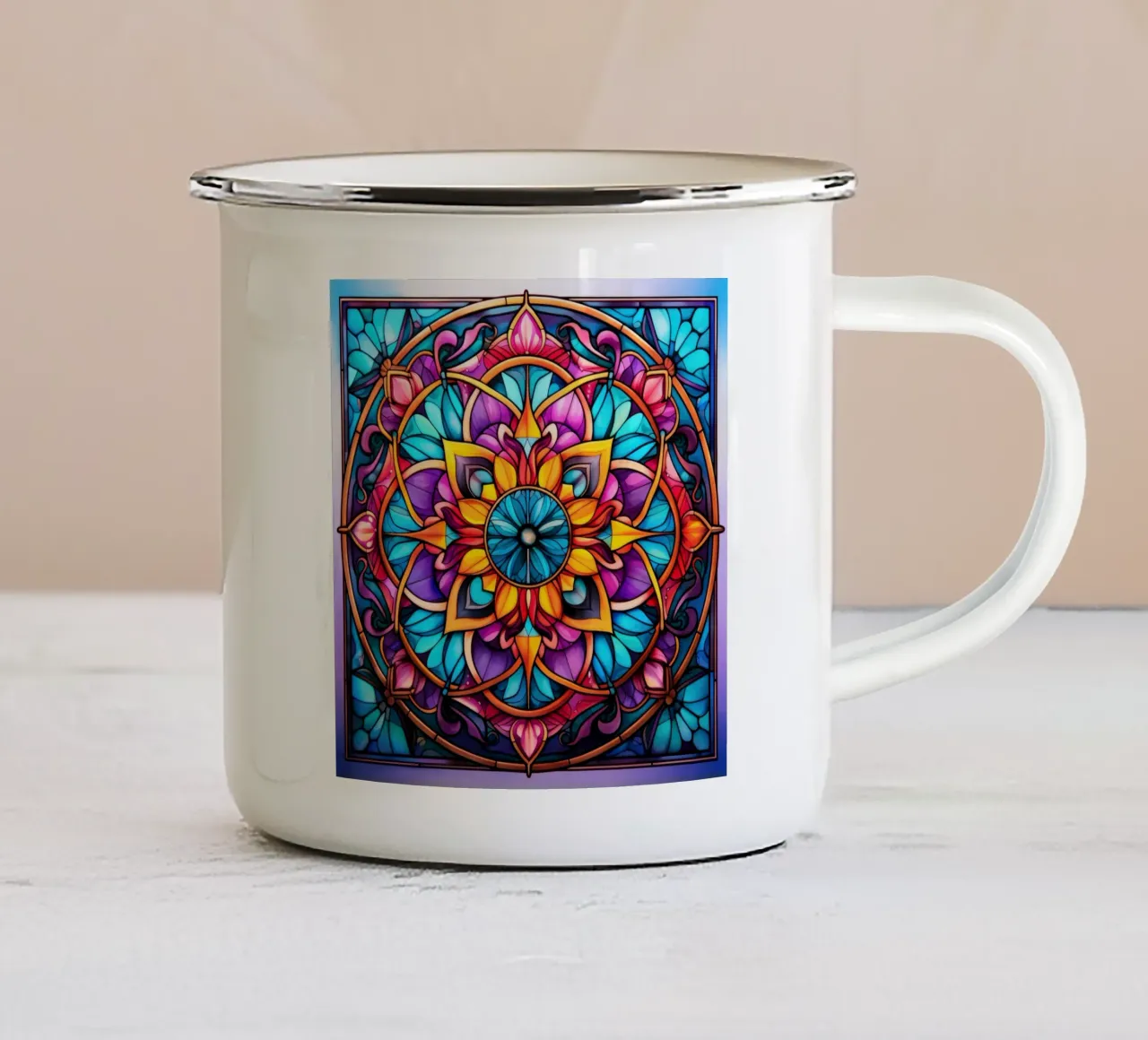 Mandala in vetro colorato tazza in smalto da Spiritual Touch