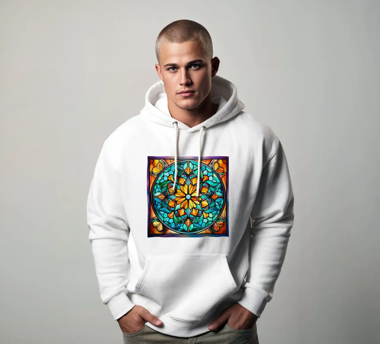 Mandala in vetro colorato felpa con cappuccio da Spiritual Touch