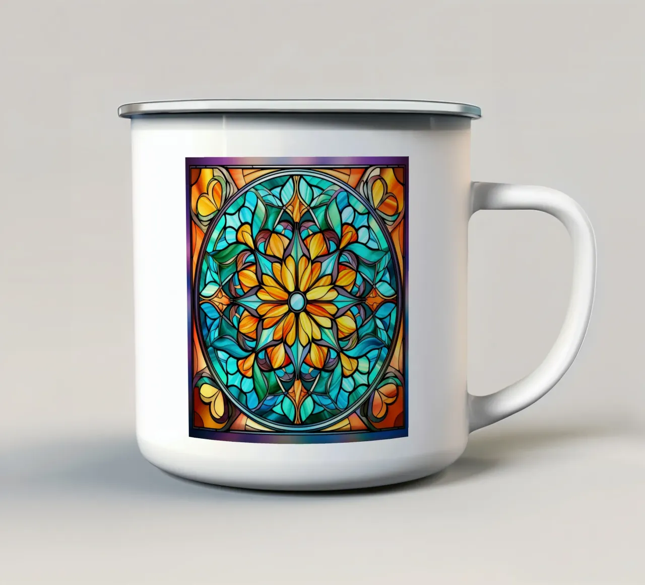 Mandala in vetro colorato tazza in smalto da Spiritual Touch