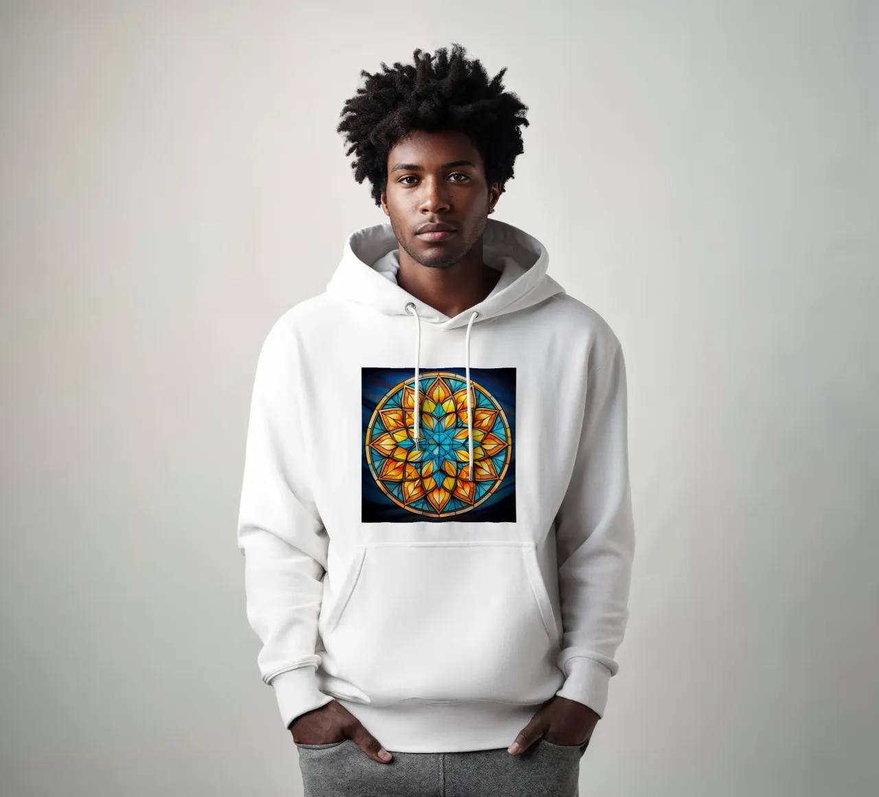 Mandala in vetro colorato felpa con cappuccio da Spiritual Touch