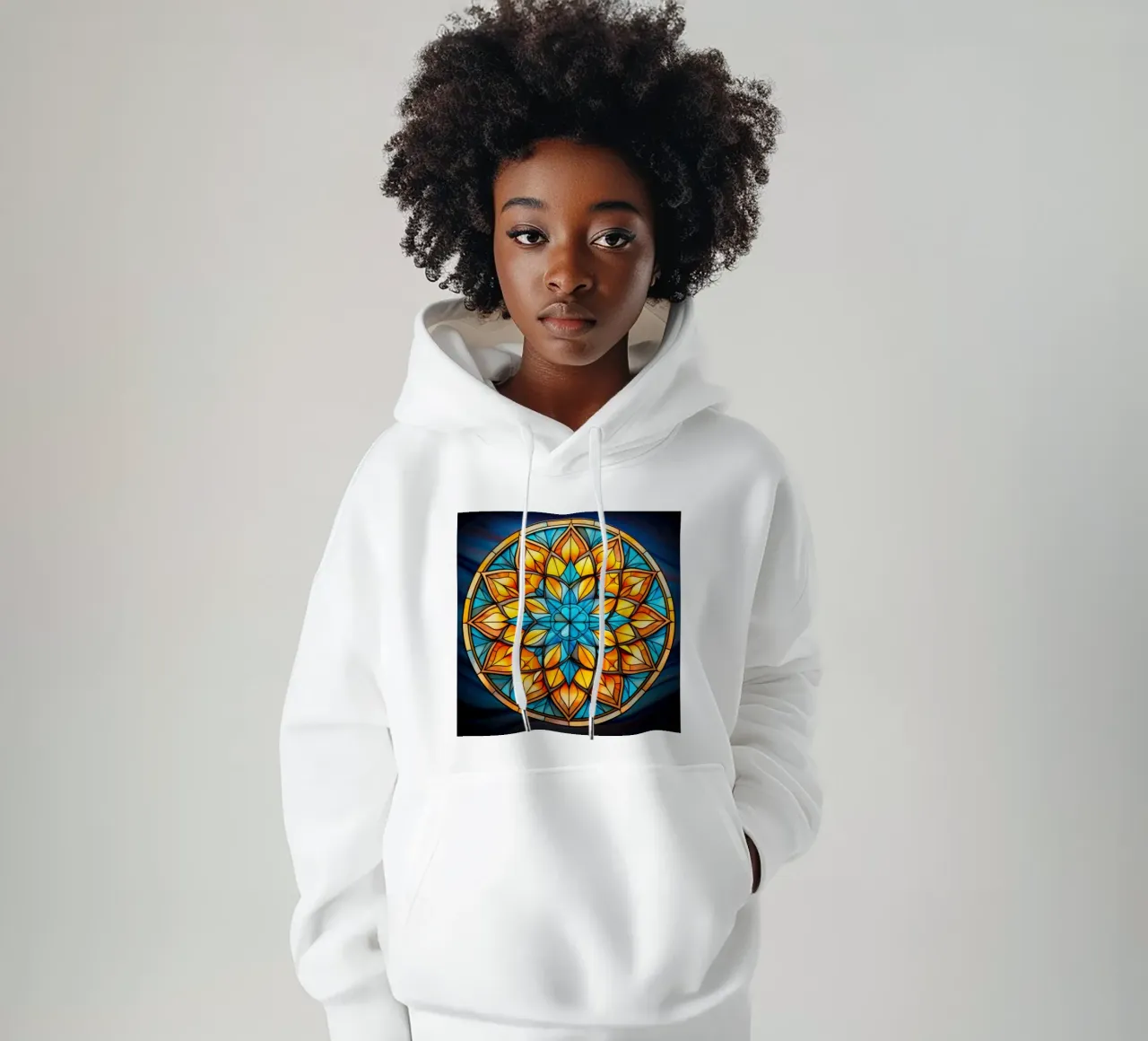 Mandala in vetro colorato felpa con cappuccio da Spiritual Touch