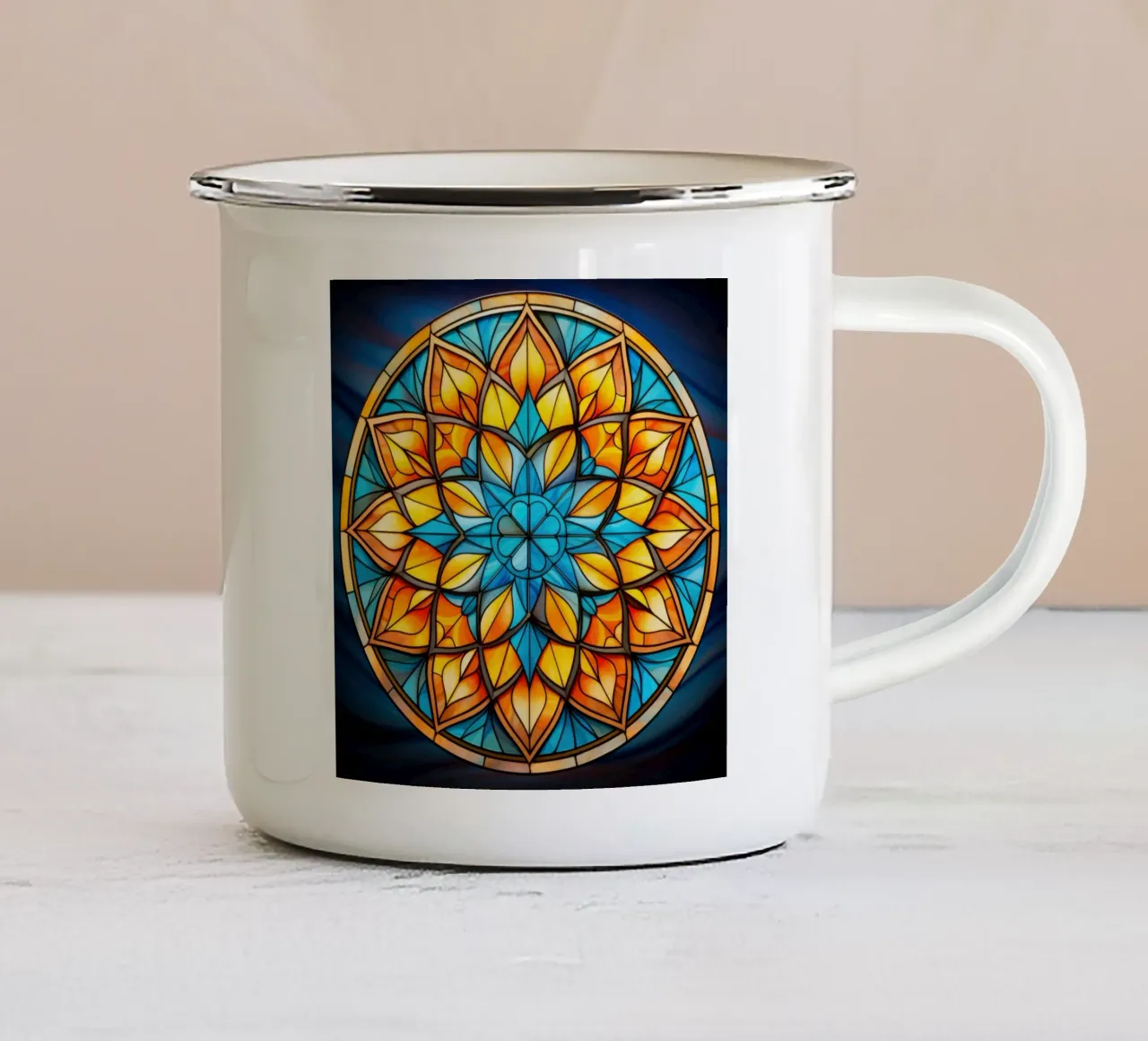 Mandala in vetro colorato tazza in smalto da Spiritual Touch