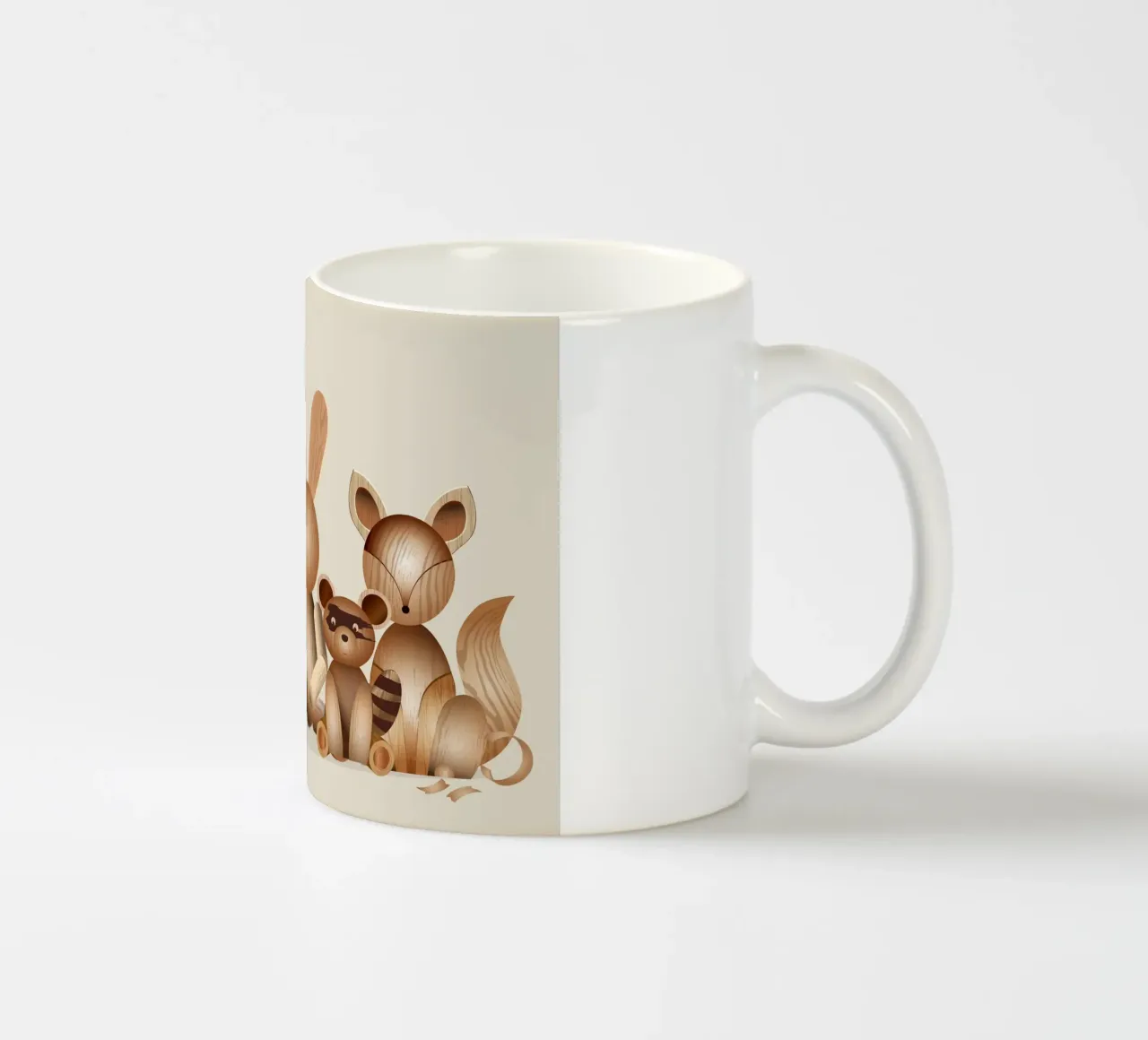 Illustrazione in legno - Gruppo giocoso di animali tazza in ceramica da namosh