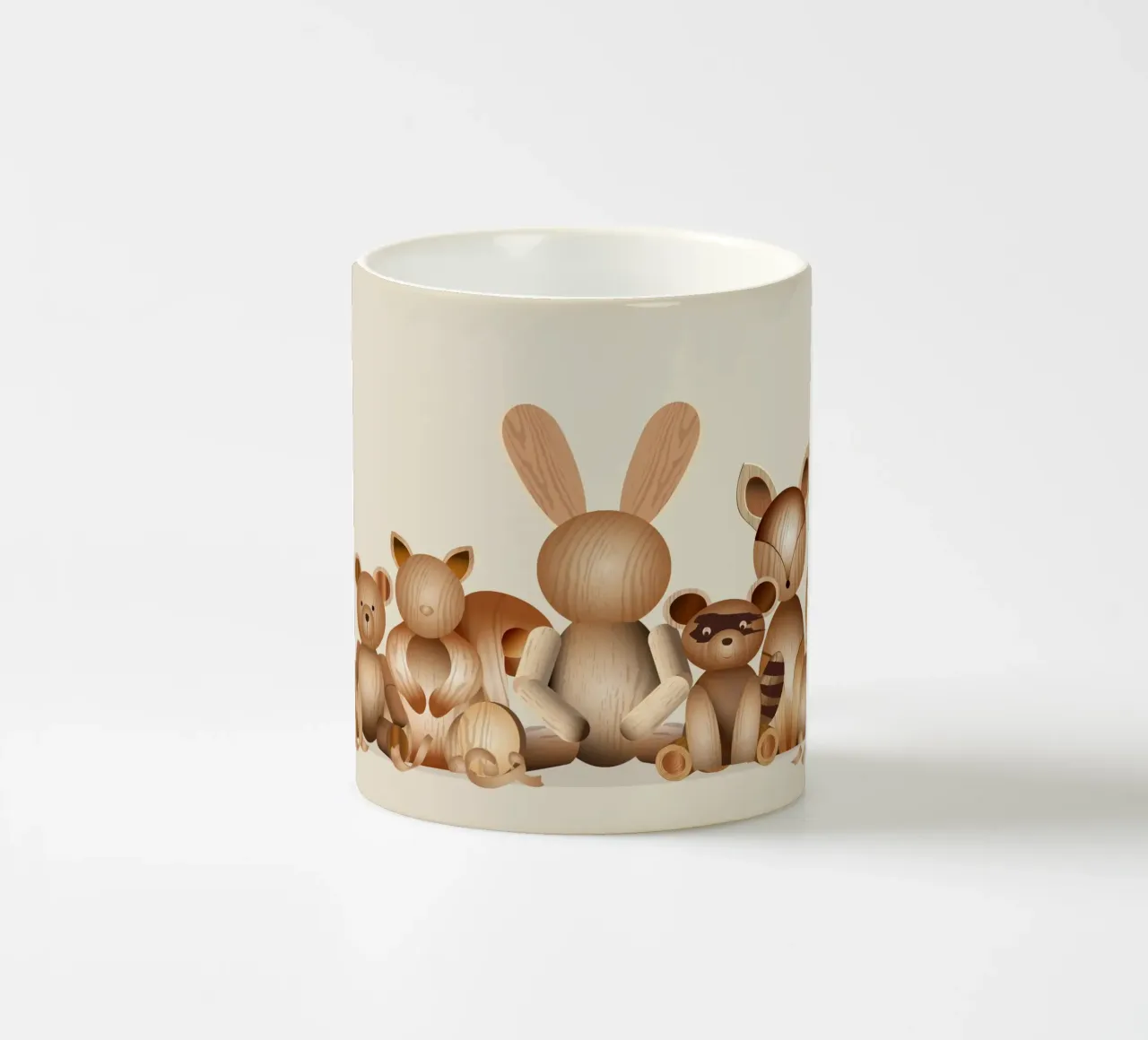Illustrazione in legno - Gruppo giocoso di animali tazza in ceramica da namosh