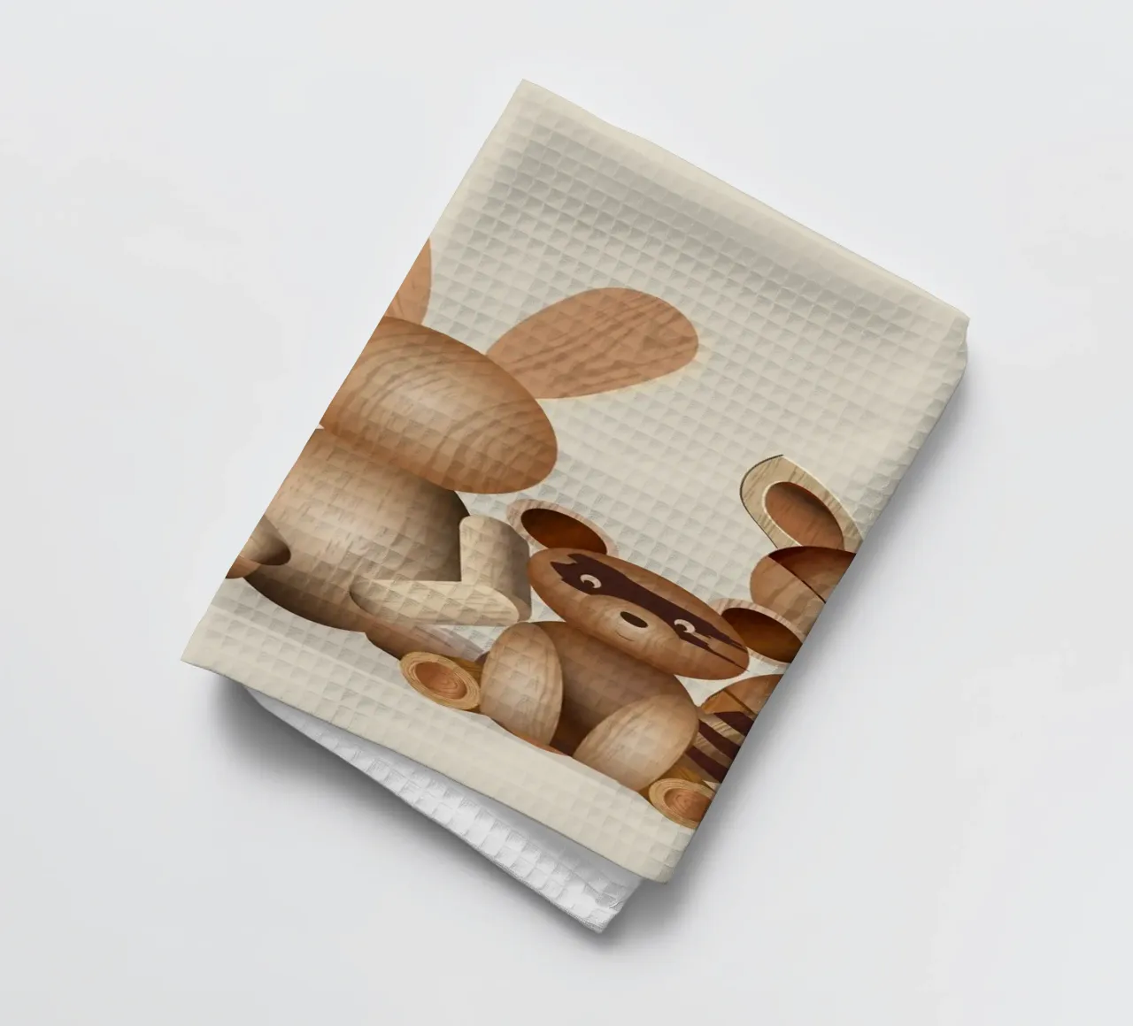 Illustration aspect bois - Groupe d'animaux ludiques torchon de namosh