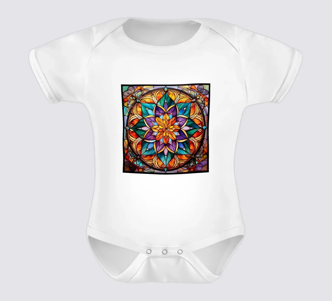 Mandala in vetro colorato body neonato maniche corte da Spiritual Touch