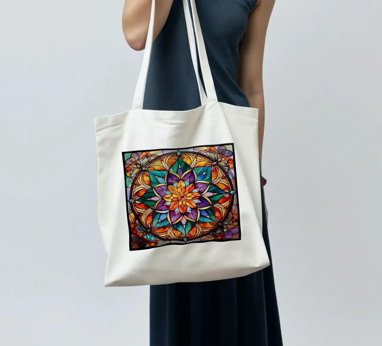 Mandala in vetro colorato borsa in juta da Spiritual Touch