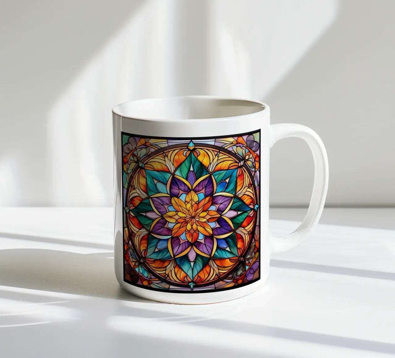 Mandala in vetro colorato tazza in ceramica da Spiritual Touch