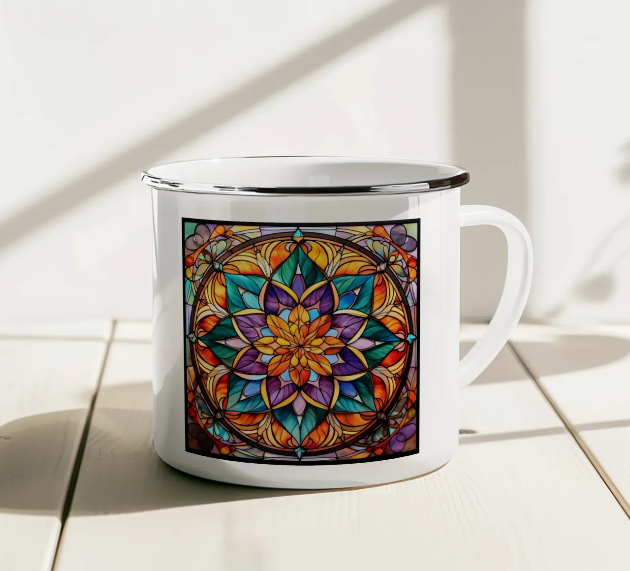 Mandala in vetro colorato tazza in smalto da Spiritual Touch